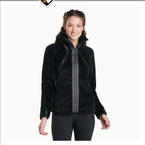 KUHL Black Fuzzy Fleece Hooded Flight Jacket sz S Women's Travel